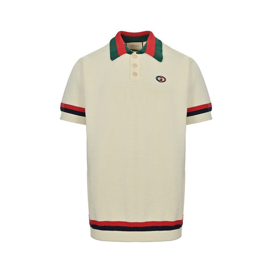 Gucci Web Stripe Knit Polo Shirt