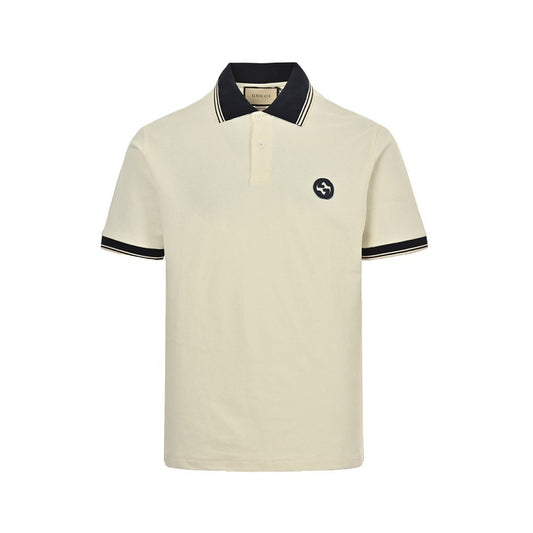 Gucci GG Monogram Diagonal Print Polo Shirt – White