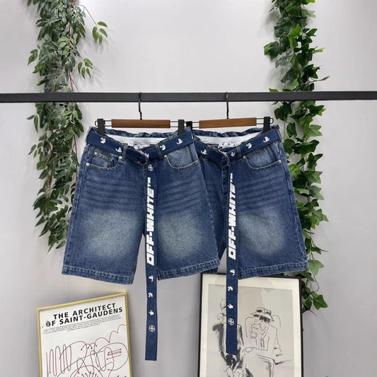 OFF-White Lettering denim shorts#29