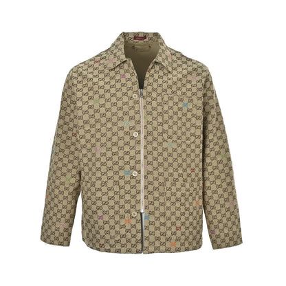 GG Monogram Canvas Jacket with Multicolor Embroidery