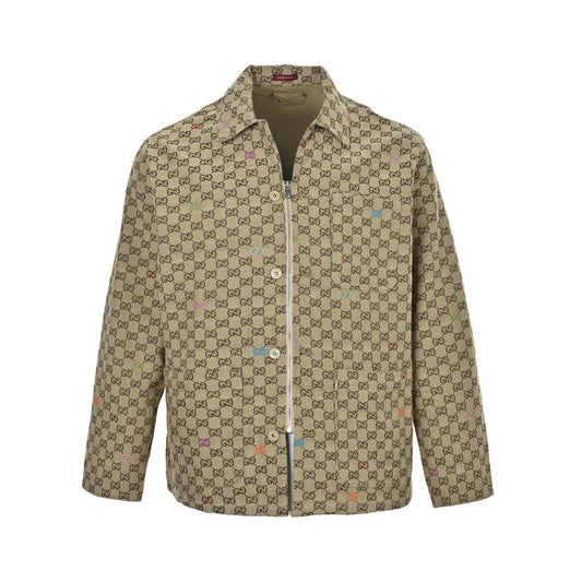 GG Monogram Canvas Jacket with Multicolor Embroidery