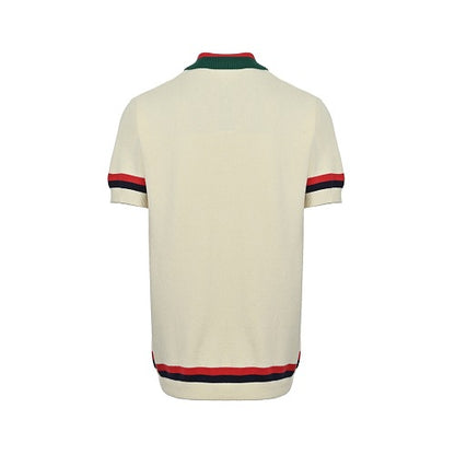 Gucci Web Stripe Knit Polo Shirt